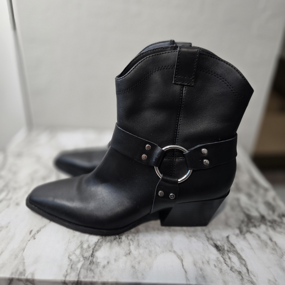 Black Leather Ankle Boots
